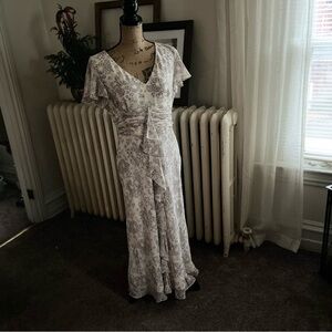 Adrianna Papell Lavender Floral Maxi Dress